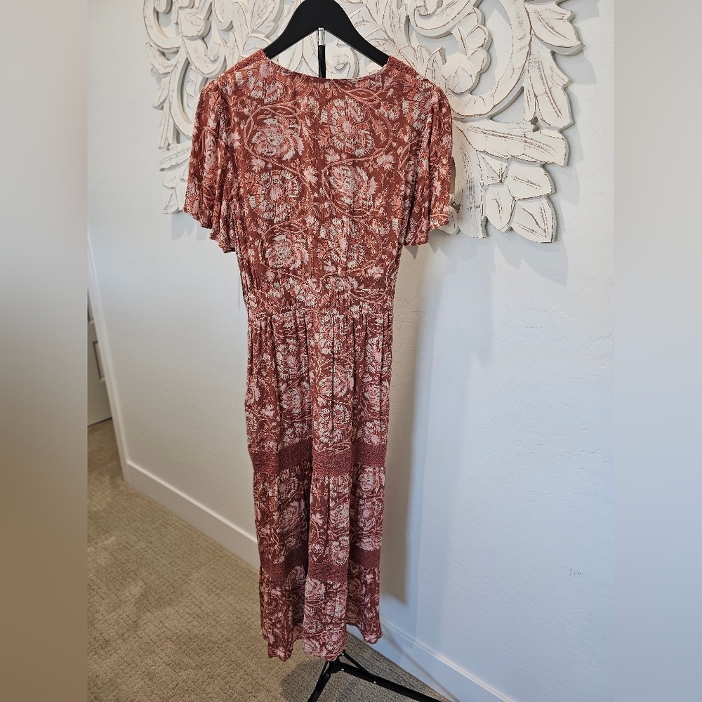 NWT Nurture by Westbound Terracotta Floral Maxi Dress Size  1X - Picture 4 of 7
